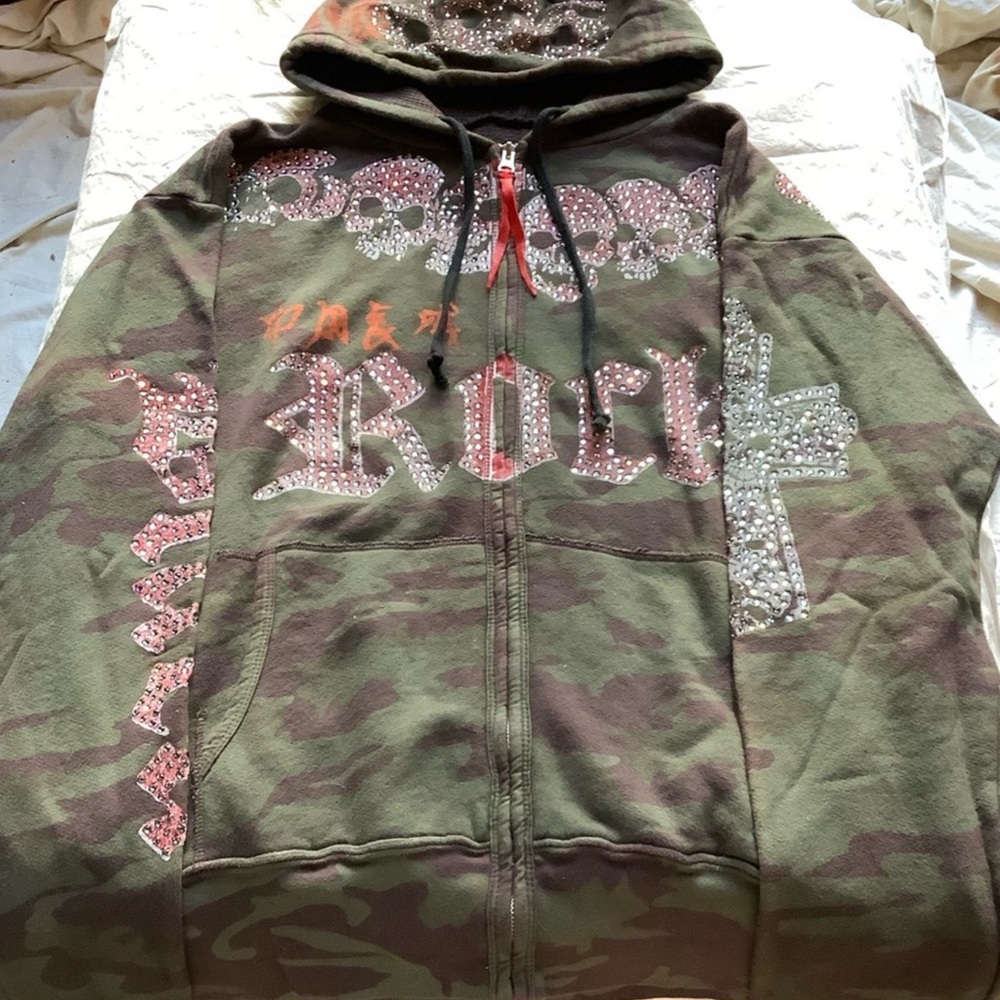 The Great China Wall Hoodie Embellished Skulls Crosses With Swarovski Crystals